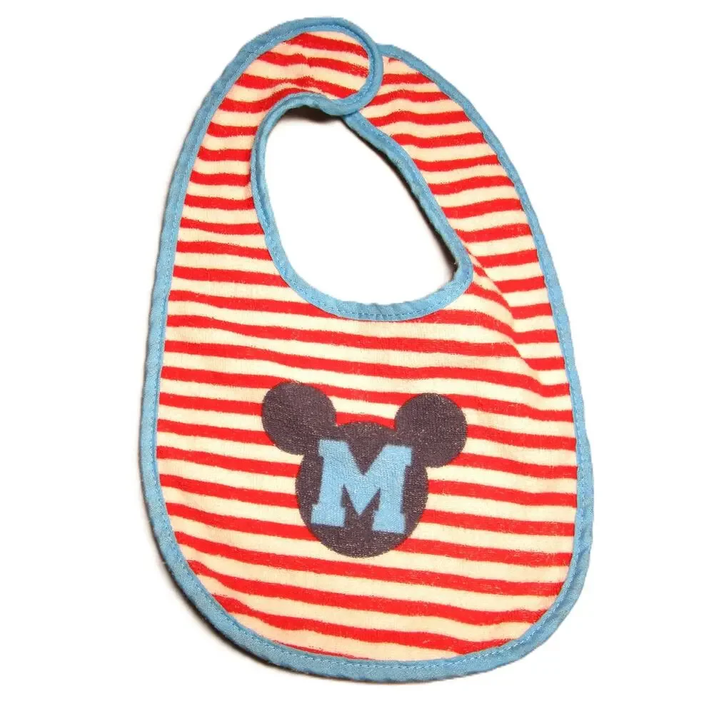 Baby Bibs Bundle Set of 4 Mickey Mouse Noah's Ark Animals Cotton Hook & Loop